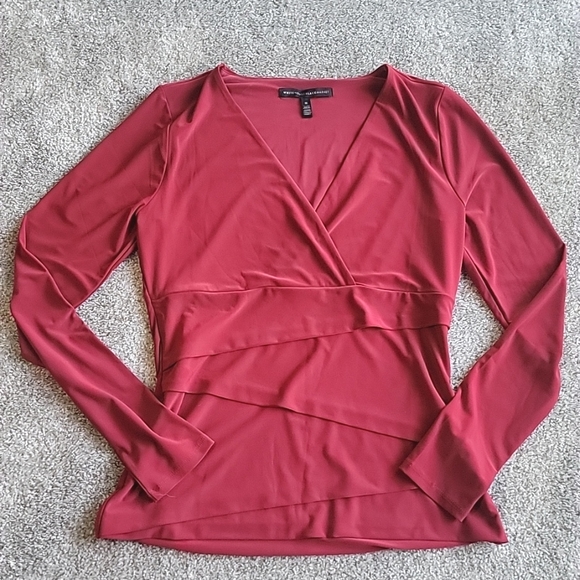 Red V Neck Blouse - Picture 1 of 3